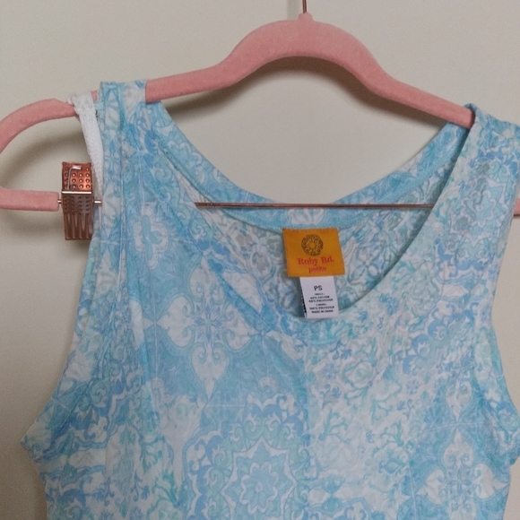 Ruby Rd. Blue and White Medallion Print Sleeveless Tank Maxi Dress Small Petite - Picture 5 of 10